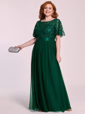 W&M Light Up Beauty Emerald Green Sequin Floor-length Elegant Maxi Party Dress