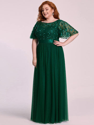 W&M Light Up Beauty Emerald Green Sequin Floor-length Elegant Maxi Party Dress