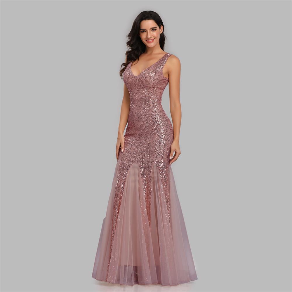 W&M True Star Desert Pink Sequin Floor-length Elegant Party Dress