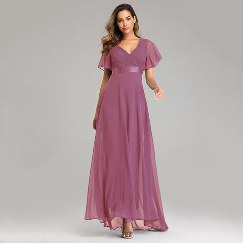 W&M Love of Romance Desert Rose Flutter Sleeve A-line Elegant Maxi Party Dress