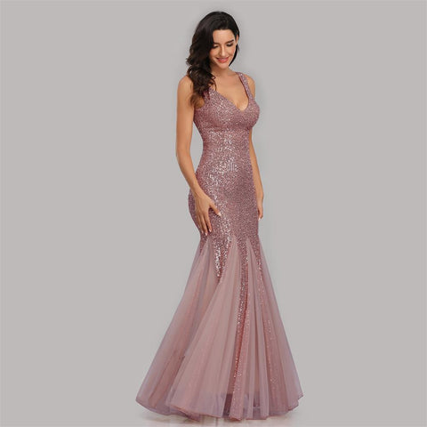 W&M True Star Desert Pink Sequin Floor-length Elegant Party Dress