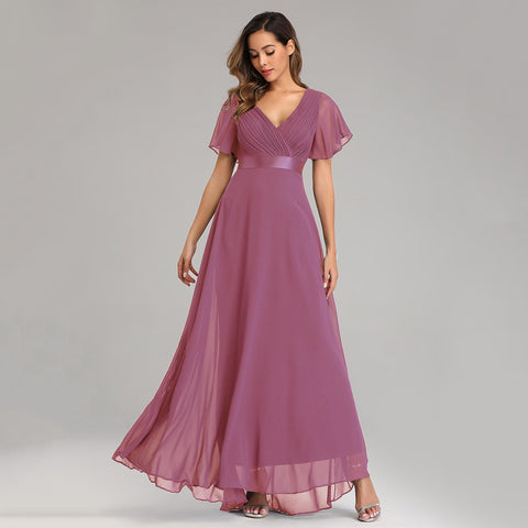 W&M Love of Romance Desert Rose Flutter Sleeve A-line Elegant Maxi Party Dress