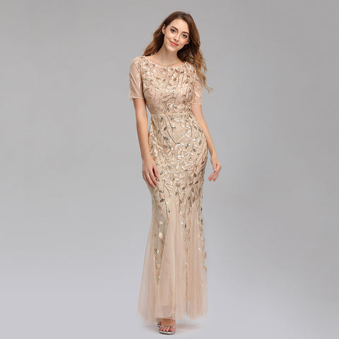 W&M Golden Era A-line Floor-length Gold Maxi Party Dress