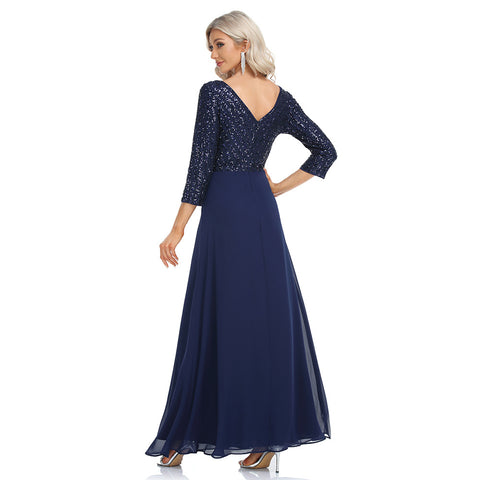 W&M Magic Time A-line Floor-length Marine Blue Elegant Maxi Party Dress