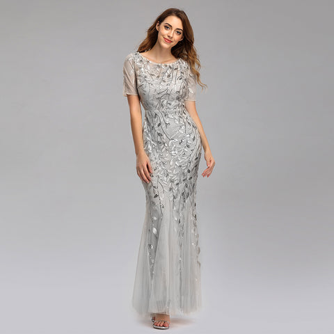 W&M True Blossom A-line Floor-length Grey Maxi Party Dress