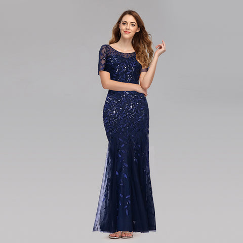 W&M Heart of Sea A-line Floor-length Navy Blue Maxi Party Dress