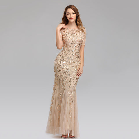 W&M Golden Era A-line Floor-length Gold Maxi Party Dress