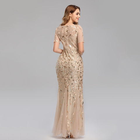 W&M Golden Era A-line Floor-length Gold Maxi Party Dress