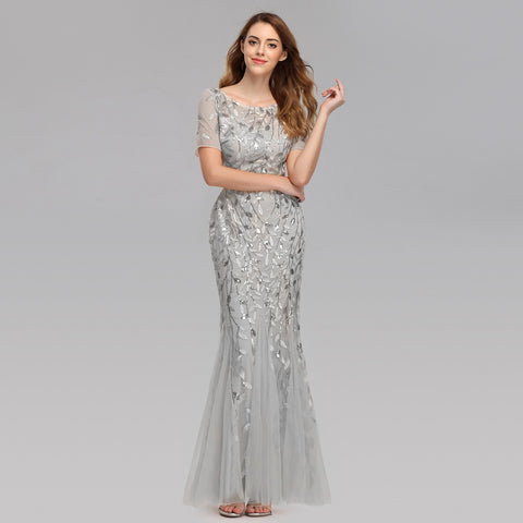 W&M True Blossom A-line Floor-length Grey Maxi Party Dress