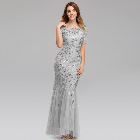 W&M True Blossom A-line Floor-length Grey Maxi Party Dress